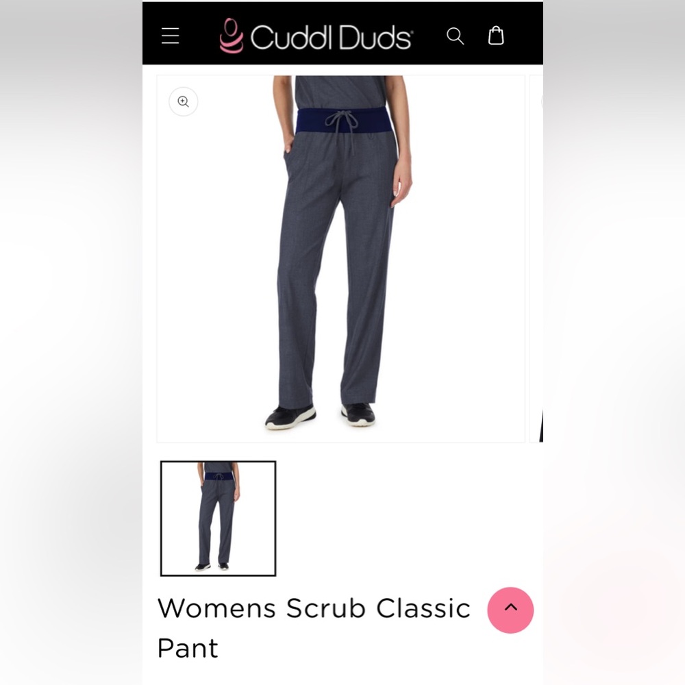 Cuddl Duds Navy Heather Classic Scrub Pant